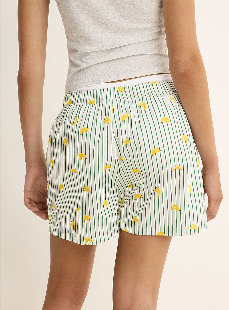 Miiyu x Twik Patterned Green Cute poplin pyjama short for women