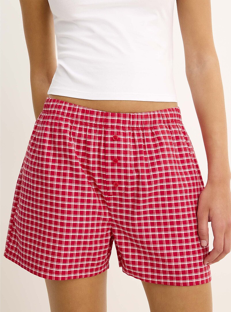Miiyu x Twik Patterned Green Cute poplin pyjama short for women
