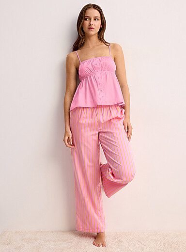 Le pantalon pyjama popeline rayures color&eacute;es