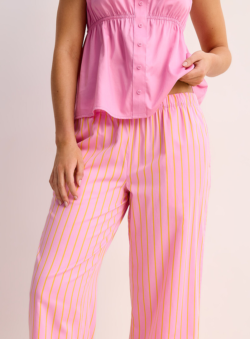 Miiyu x Twik Baby Blue Coloured-stripe poplin pyjama pant for women