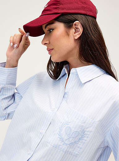 Accent pocket loose poplin shirt