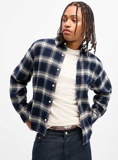 La chemise flanelle l&eacute;g&egrave;re &agrave; carreaux <b>Coupe carr&eacute;e</b>