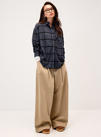 Checkered flannel loose-fit shirt