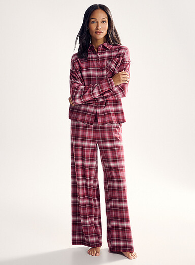 Miiyu: Le pantalon pyjama douce flanelle &agrave; motif taille cordon <b>Collection de No&euml;l</b> Rouge pour femme
