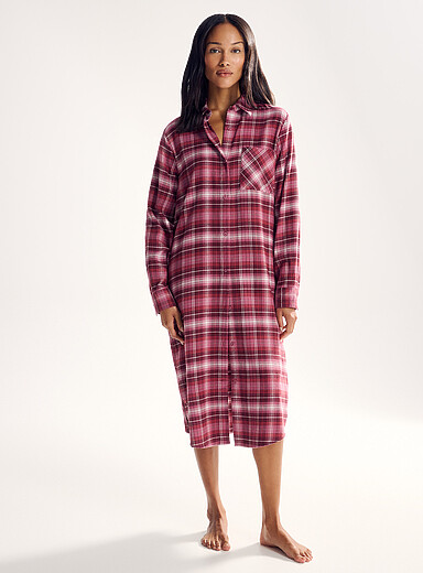 Miiyu: La chemise de nuit douce flanelle &agrave; motif <b>Collection de No&euml;l</b> Rouge &agrave; motifs pour femme