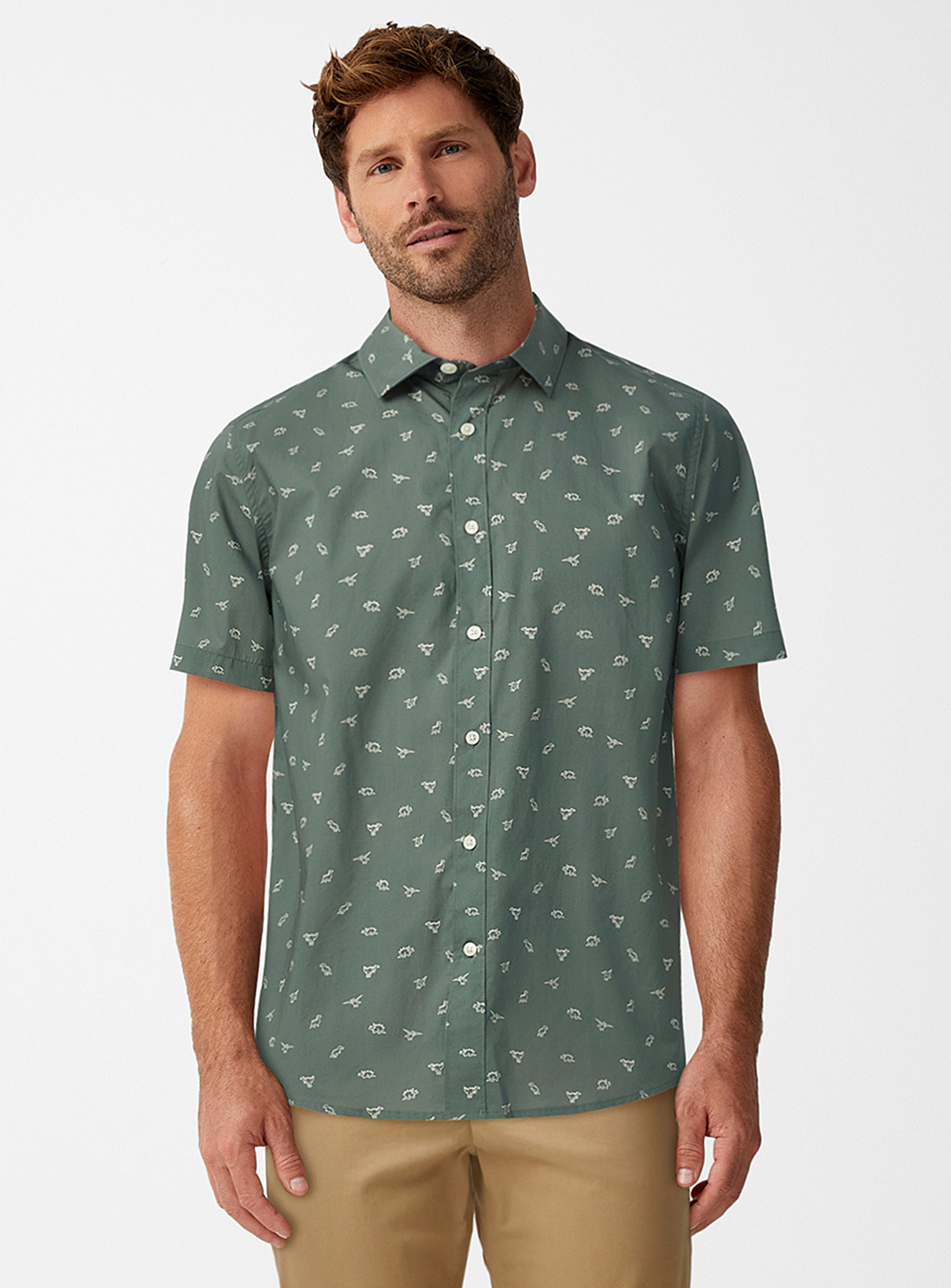 Le 31 Summer Poplin Shirt Modern Fit In Green
