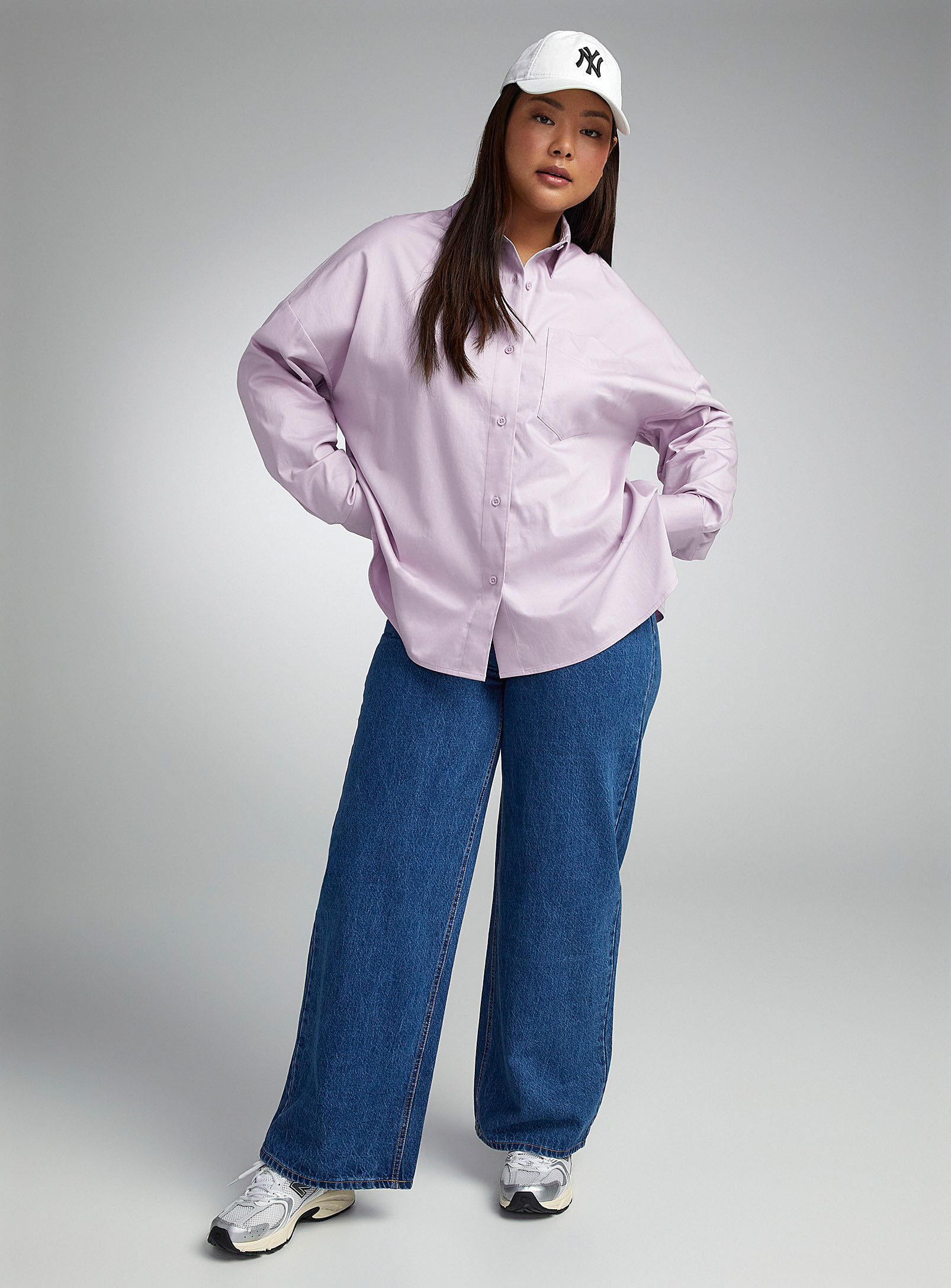 Twik Oversized Patch-pocket Poplin Shirt In Lilacs
