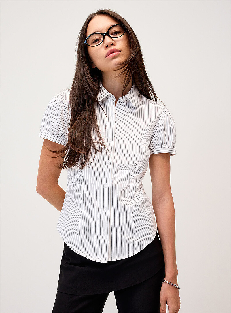Puff-Sleeve Poplin Shirt
