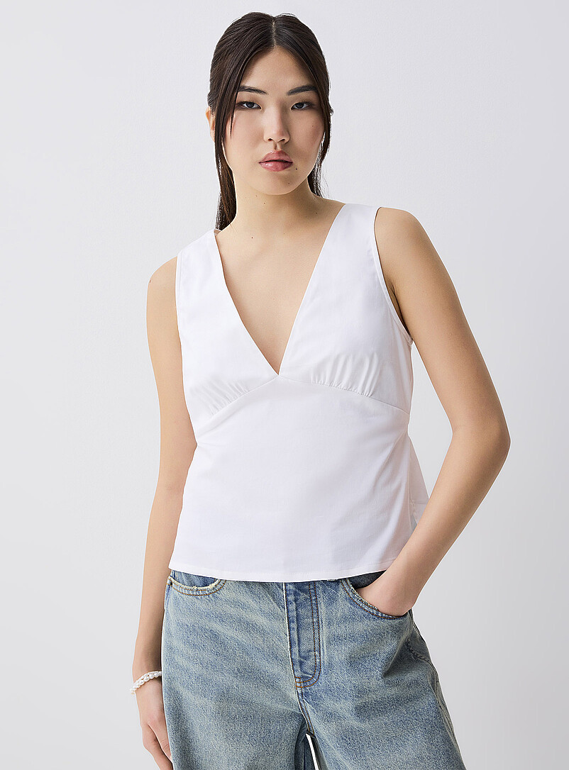 Plunging Neckline Poplin Cami