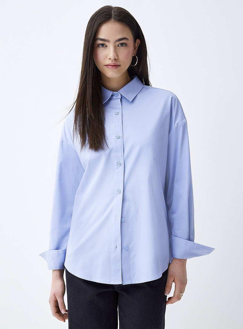 Loose plain poplin shirt product image (primary)