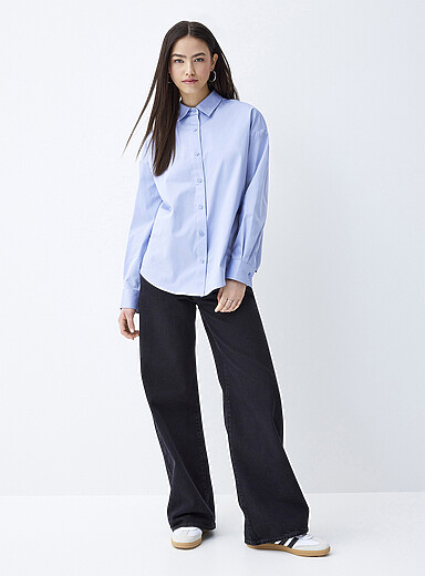 Loose plain poplin shirt product image 3