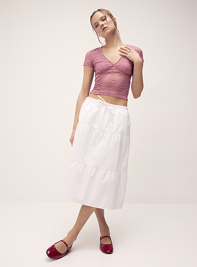 Tiered poplin midi skirt product image 2