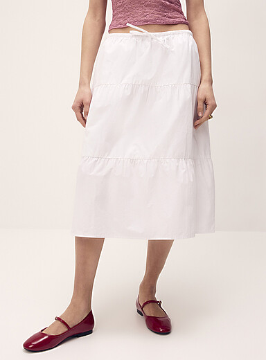 Tiered poplin midi skirt product image 3