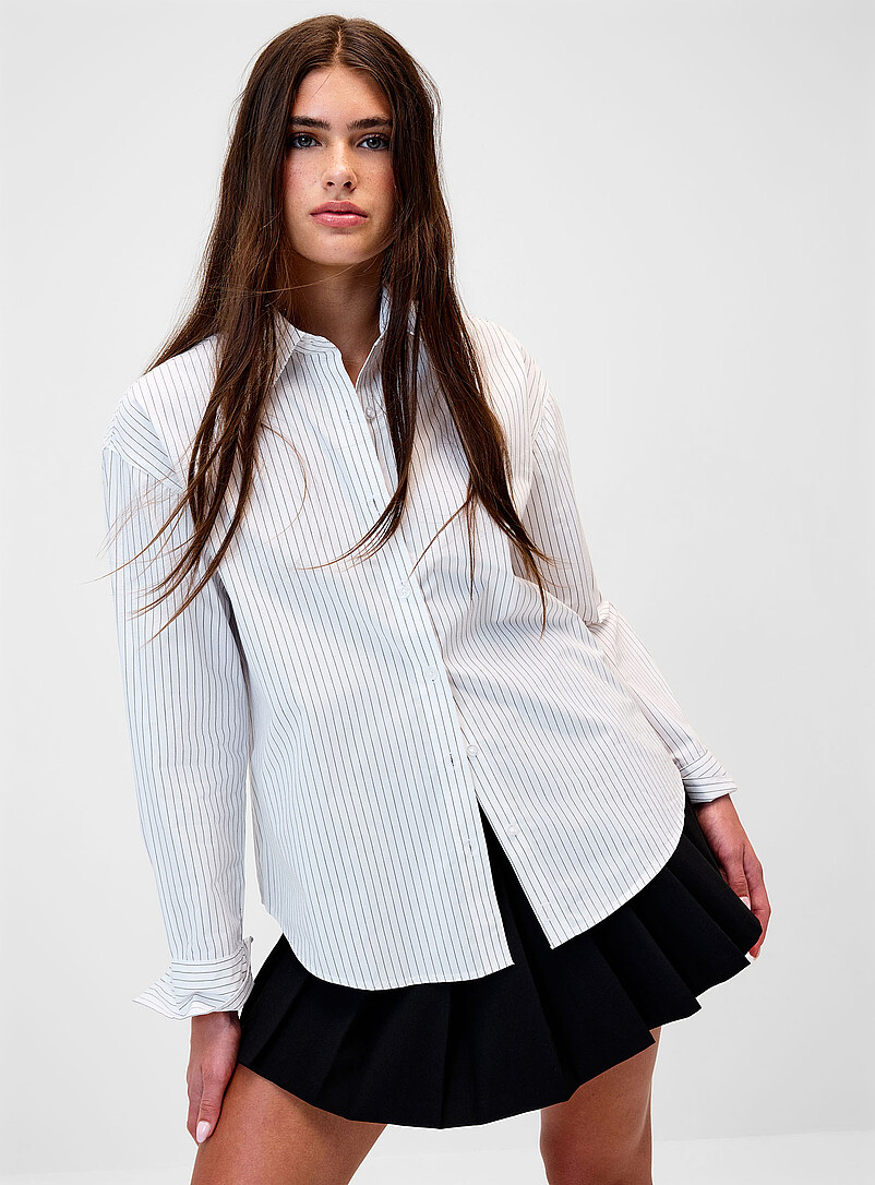 Oversized Patterned Poplin Shirt