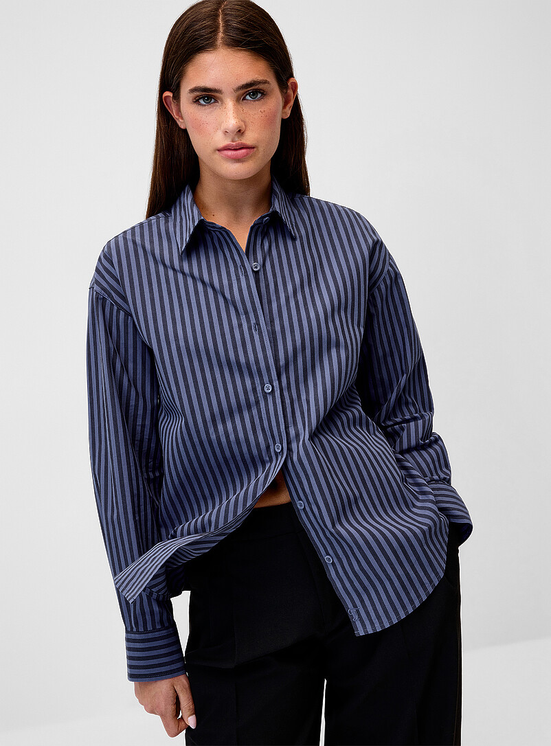 Oversized patterned poplin shirt product image (primary)