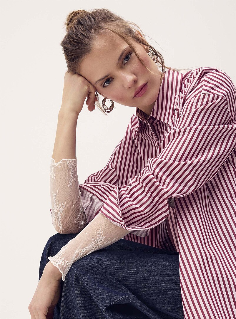 Oversized Patterned Poplin Shirt