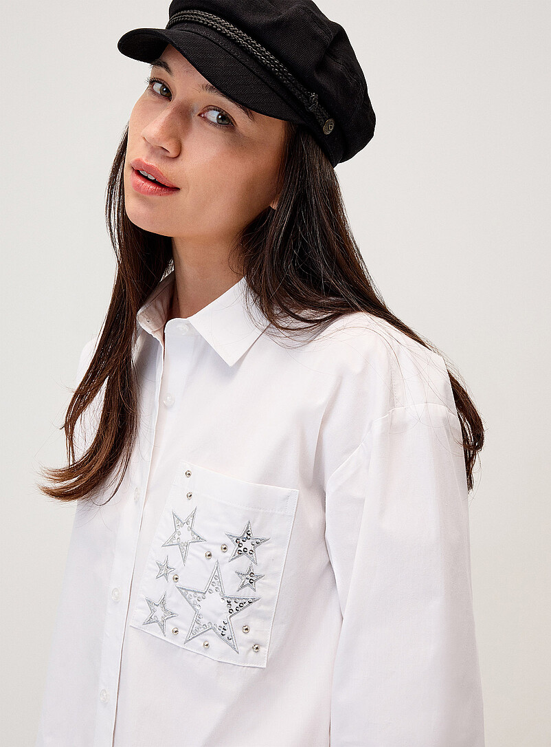 Accent pocket loose poplin shirt product image 2
