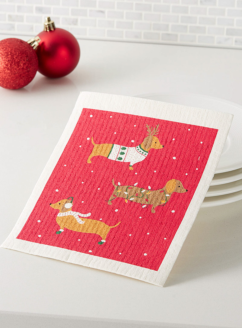 Simons Maison Assorted Holiday dachshund sponge cloth