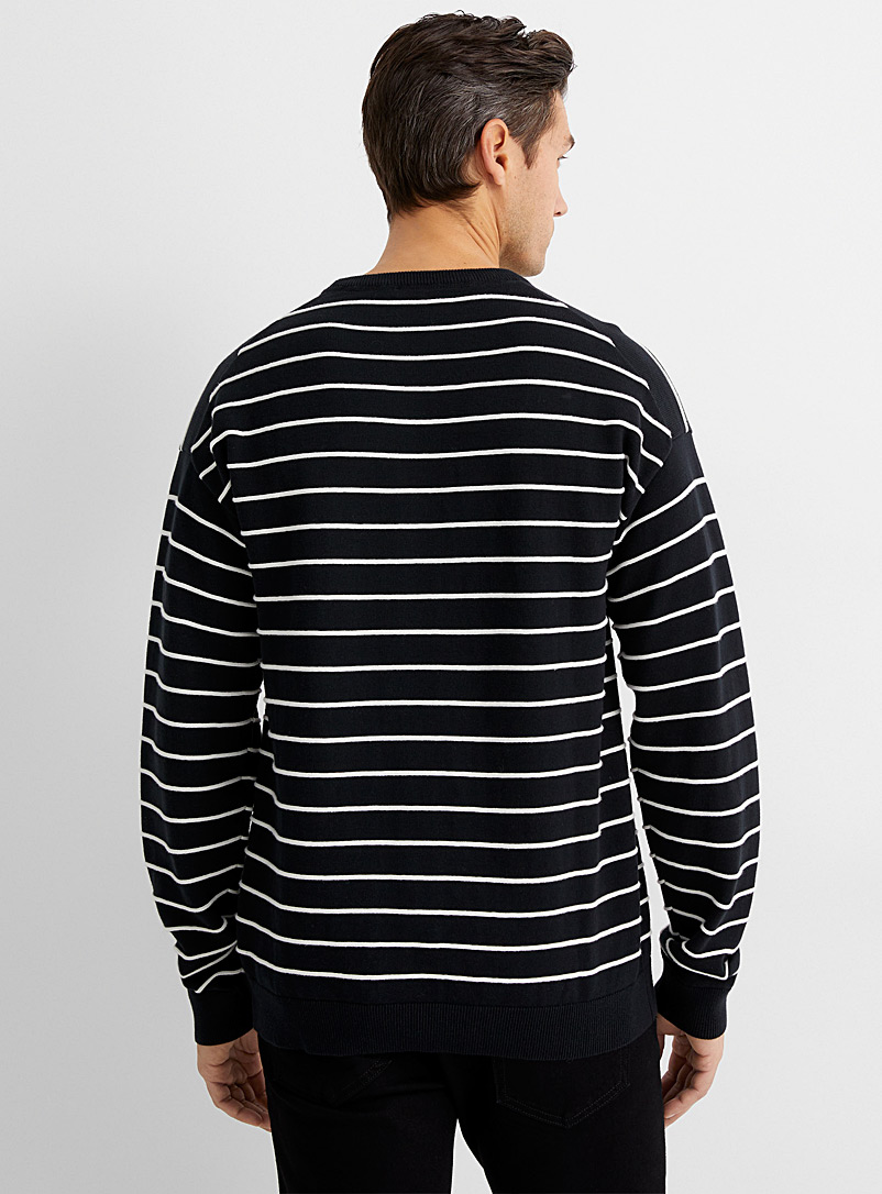 Le 31 Khaki Embossed-stripe sweater for men