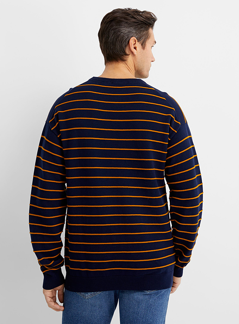 Le 31 Khaki Embossed-stripe sweater for men