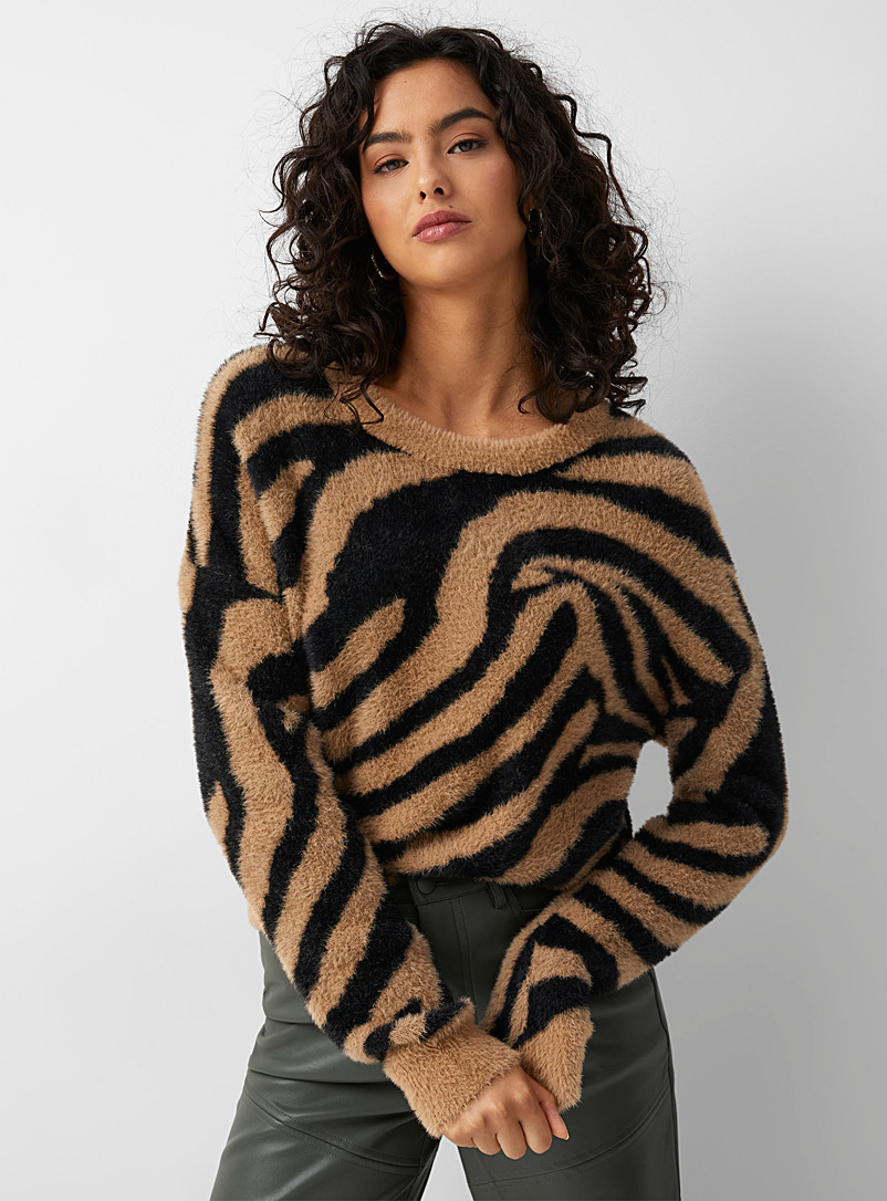 Icône Assorted Feline pattern chenille sweater for women