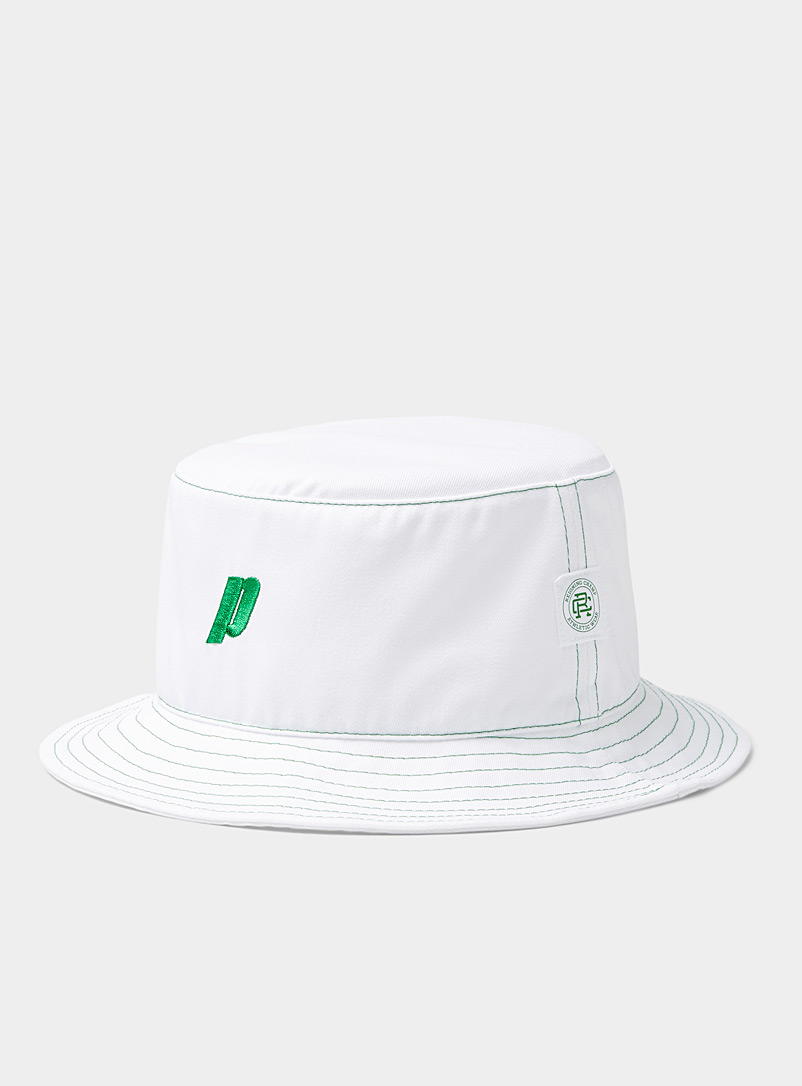 Reigning Champ White Green trimmed bucket hat for men