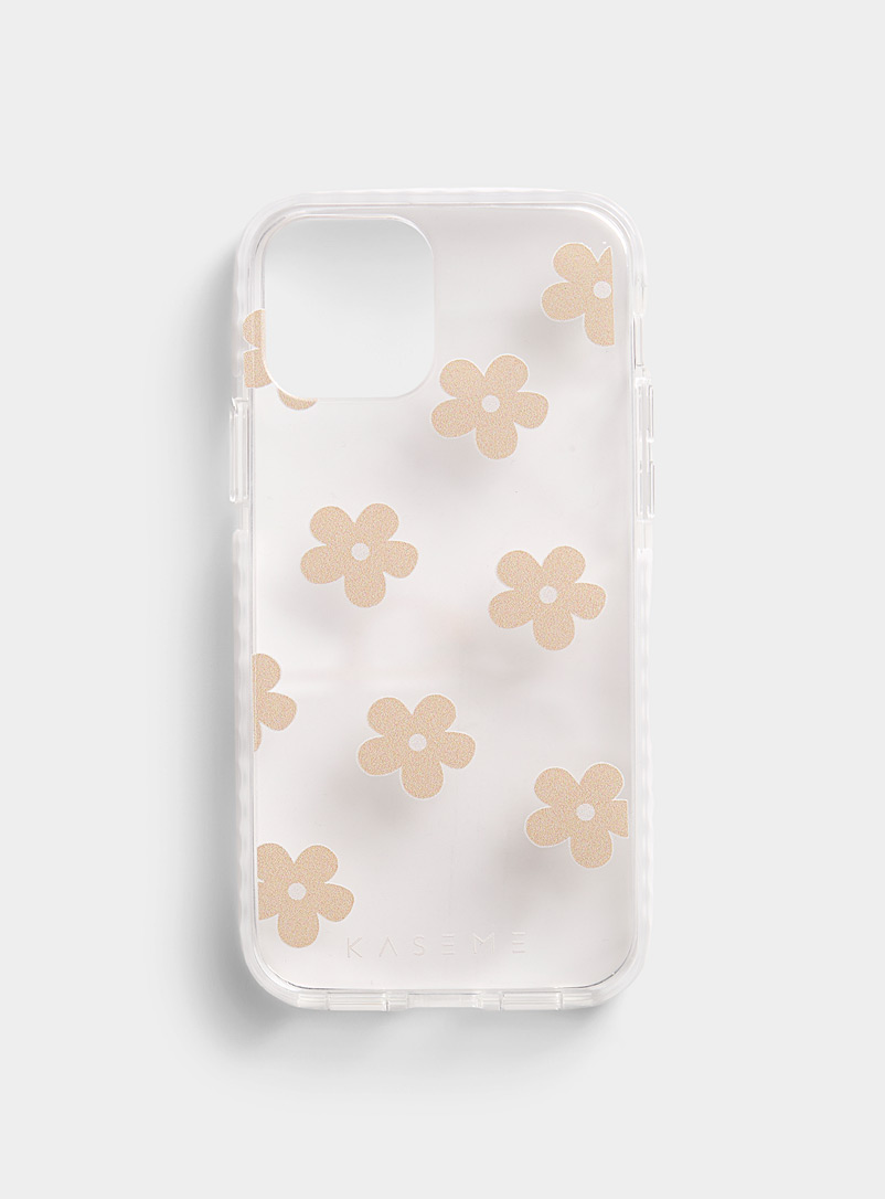 KaseMe Ivory/Cream Beige Patterned transparent iPhone 12/12 Pro case for women