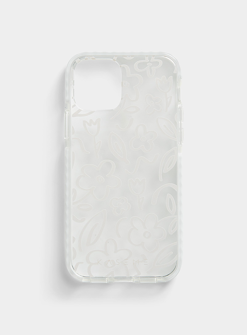 KaseMe Patterned White Patterned transparent iPhone 12/12 Pro case for women