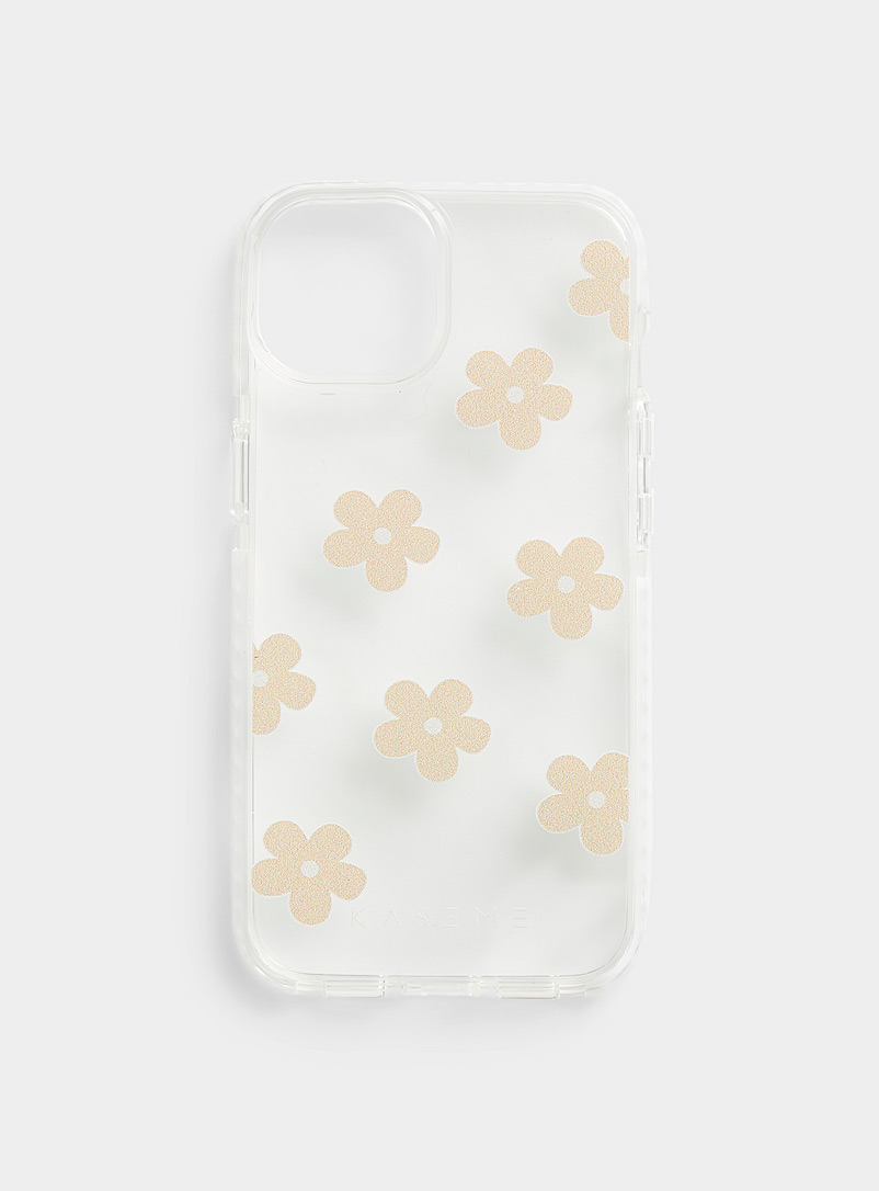 KaseMe Ivory/Cream Beige Patterned transparent iPhone 14 case for women