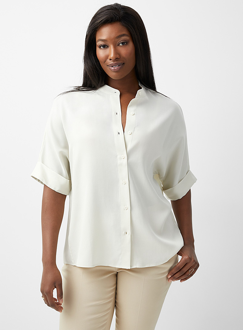 Contemporaine Ecru/Linen Light twill boxy shirt for women