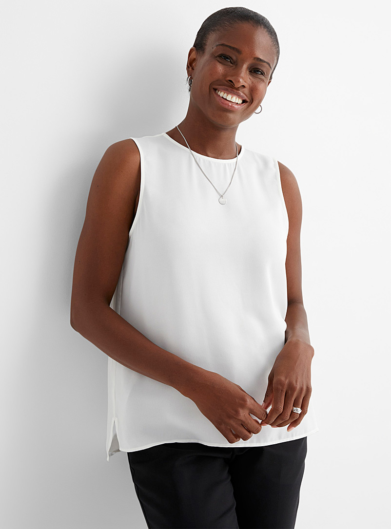 Contemporaine Ivory White Fluid crew-neck camisole for women