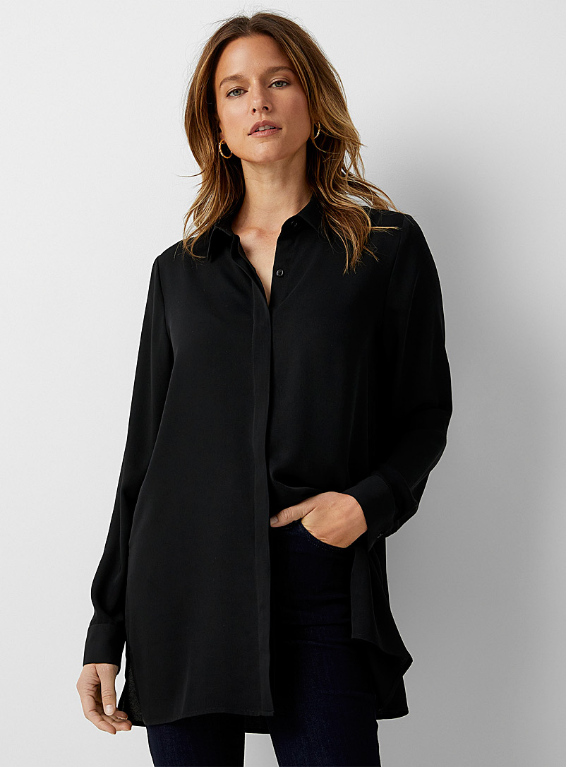 Contemporaine Black Fluid tunic shirt for women