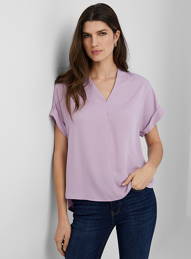Contemporaine Lilacs Cuffed-sleeve fluid blouse for women
