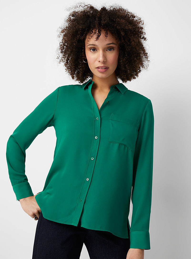 Contemporaine: La chemise fluide poche plaquée Vert pour femme