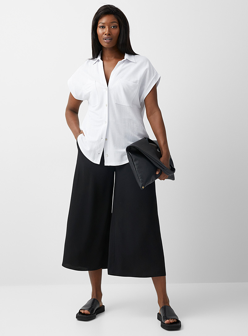 Contemporaine Black Elastic-waist flowy pant for women