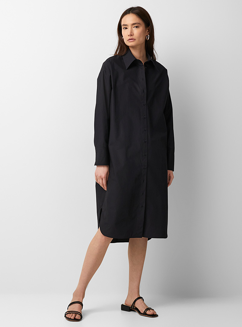 Contemporaine: La robe chemise popeline ample Noir pour femme
