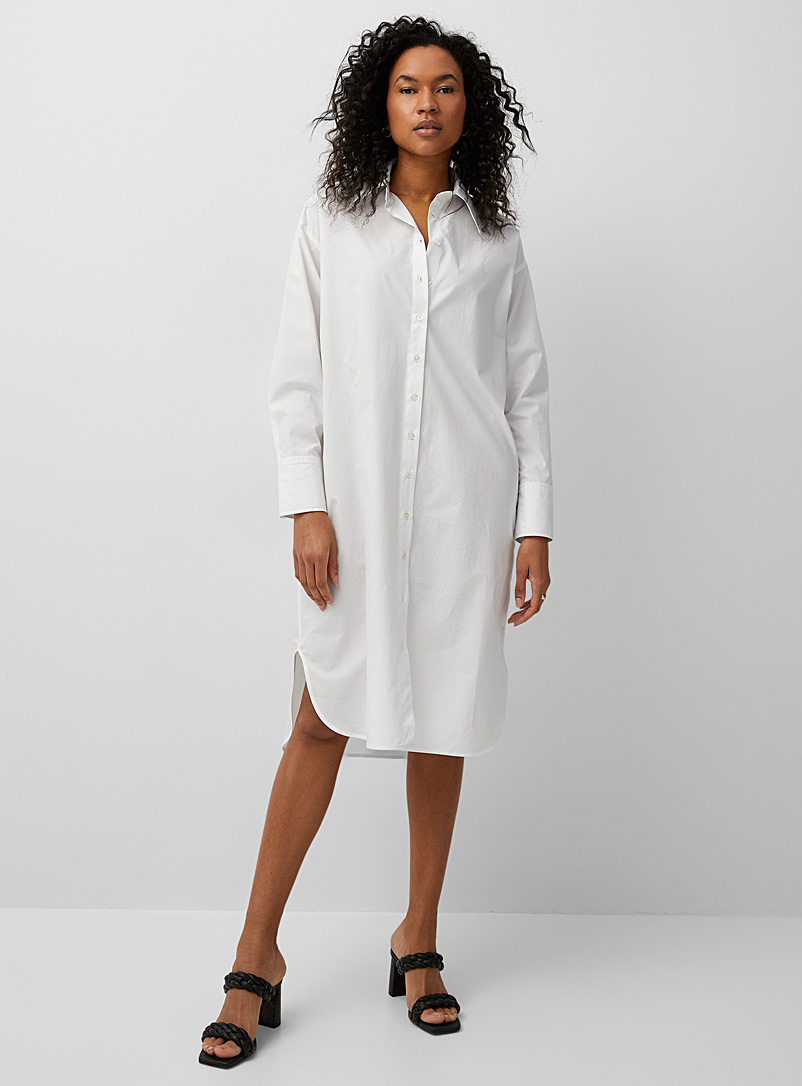Contemporaine: La robe chemise popeline ample Blanc pour femme