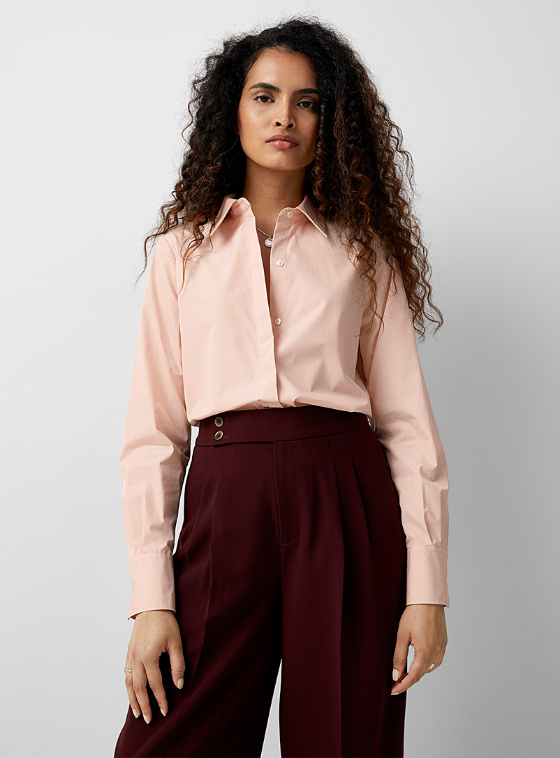 Contemporaine Dusky Pink Pleated-cuff poplin shirt for women
