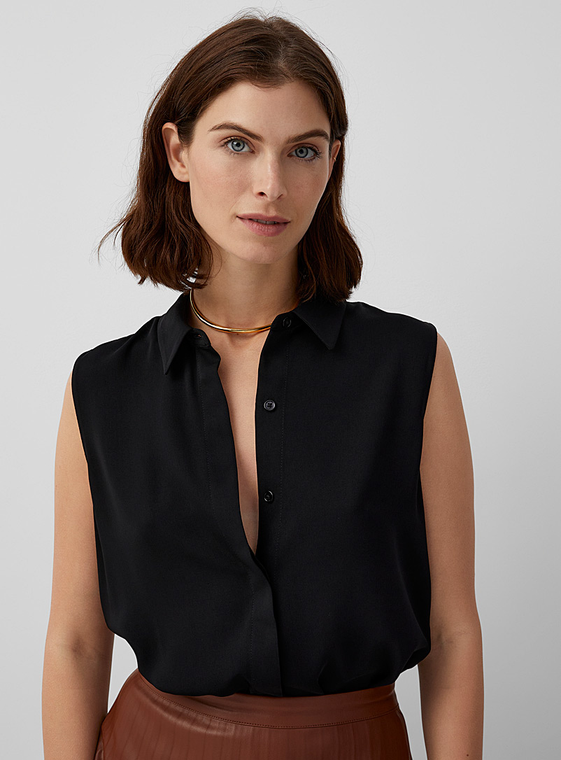 Contemporaine Black Sleeveless fluid shirt for women