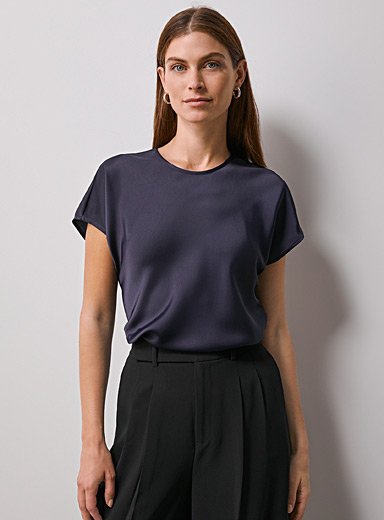 Satiny cap-sleeve blouse | Contemporaine | Women's Blouses | Simons