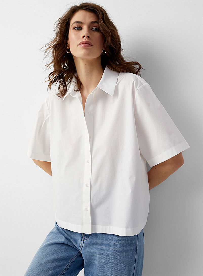 Contemporaine: La chemise carrée popeline craquante Blanc pour femme