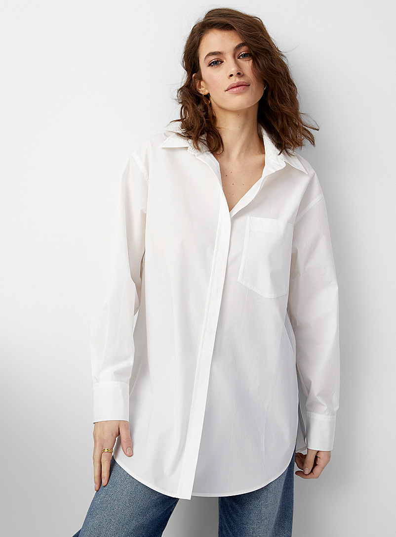 Contemporaine: La chemise popeline surdimensionnée Blanc pour femme