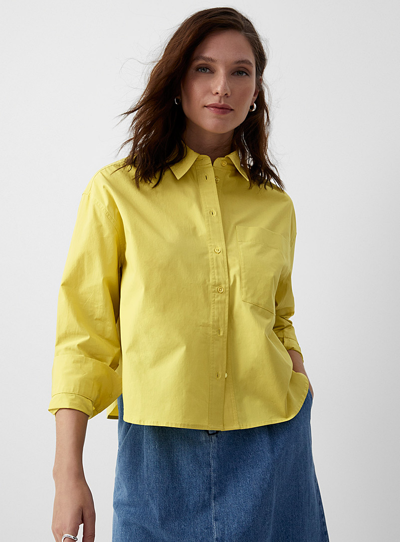 Contemporaine: La chemise popeline carrée Jaune vif-canari pour femme
