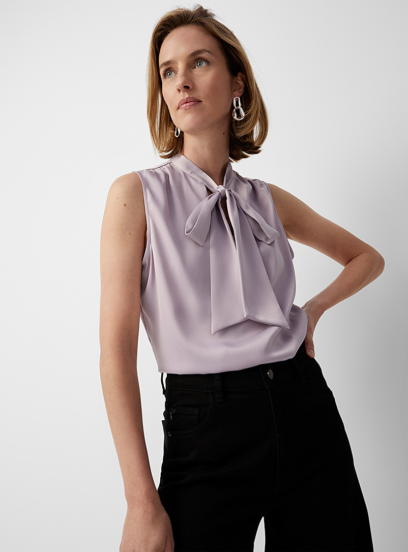 Contemporaine Lilacs Tie-neck satiny blouse for women