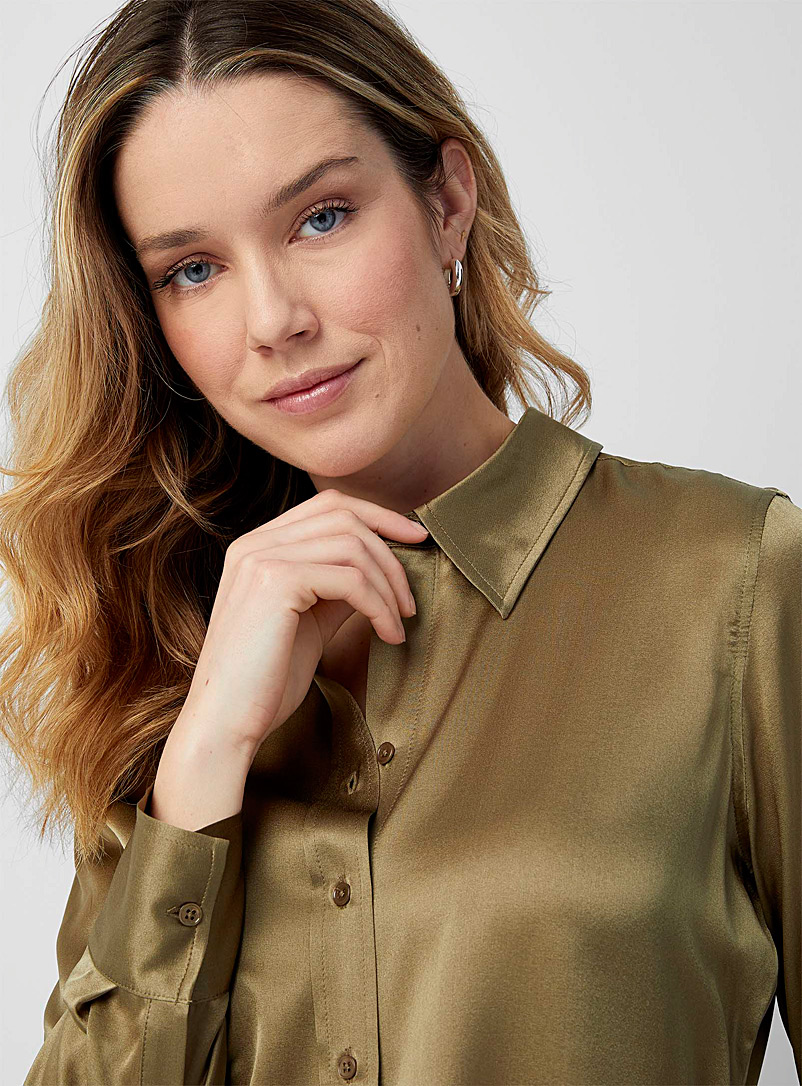 Contemporaine Green Stretch silk shirt for women