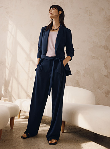 Casual fashion all-match wide-leg pants tie-up bow trousers
