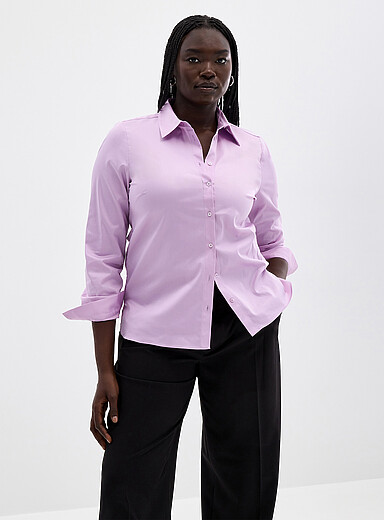 Contemporaine White Stretch poplin shirt for women