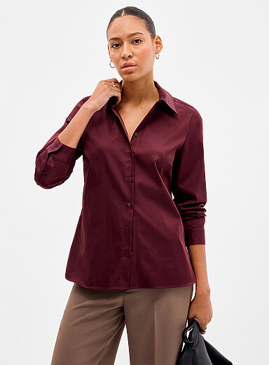 Contemporaine: La chemise popeline extensible Bourgogne pour femme