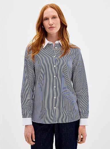 Striped stretch poplin shirt