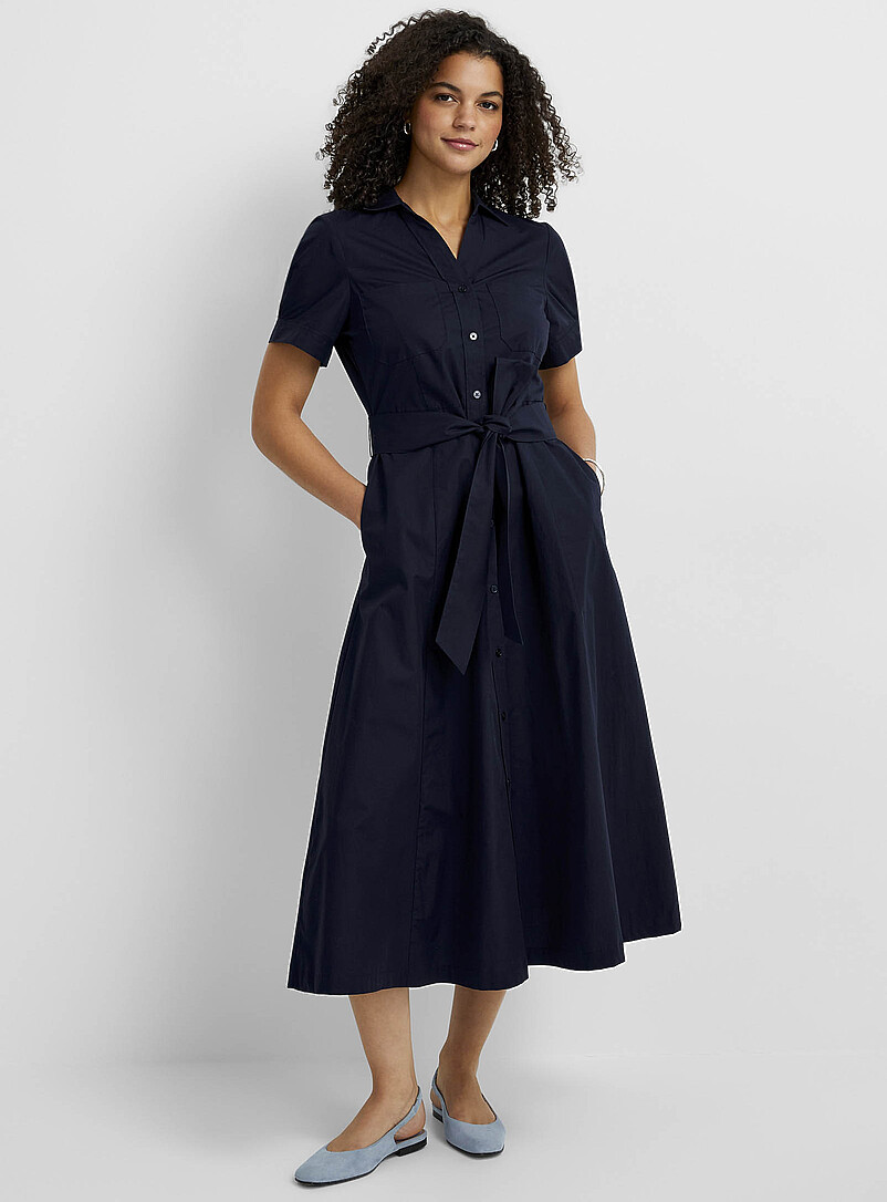 Et Robe La longue robe chemise popeline ceinturée | Contemporaine | Robes ...